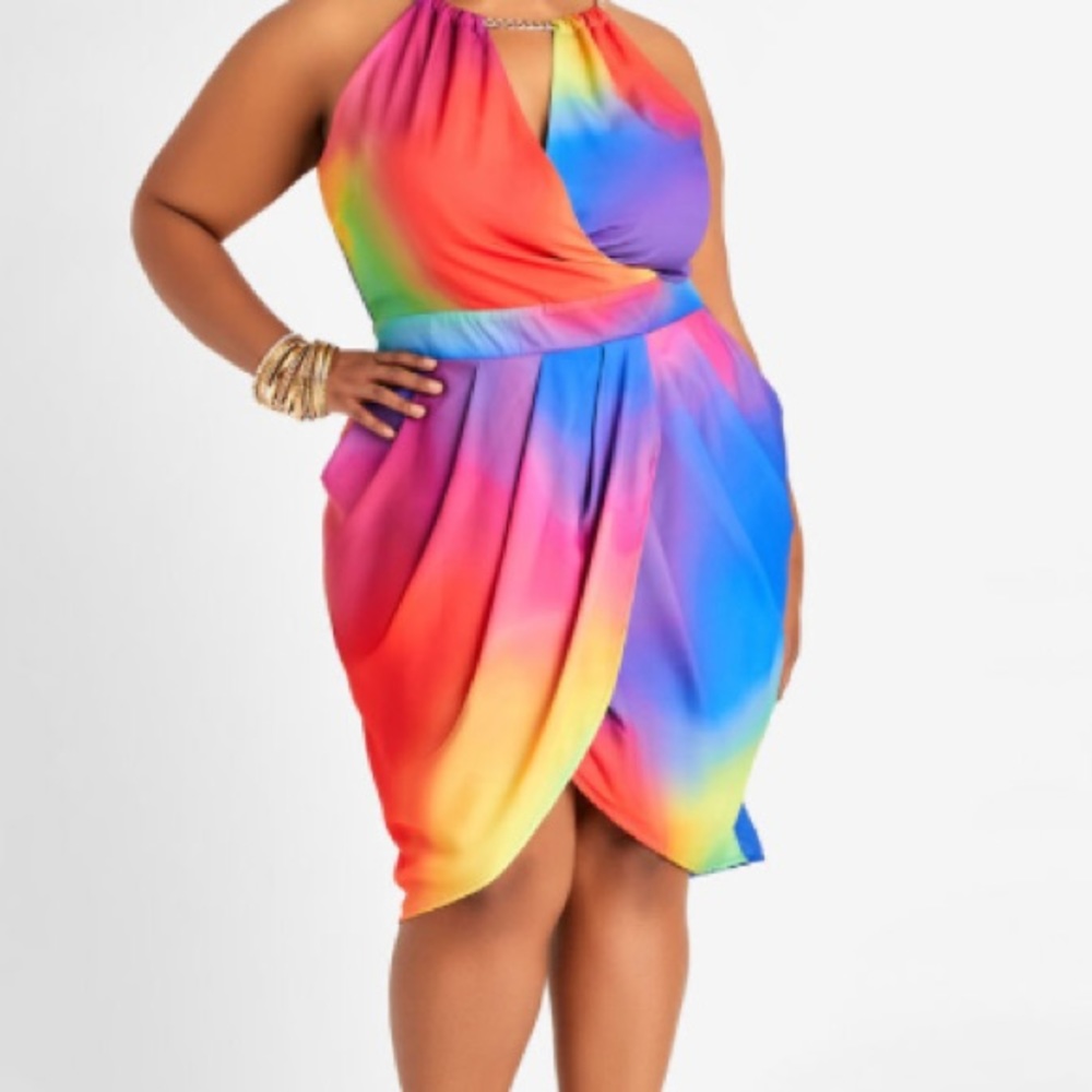 Rainbow Chain Halter Dress